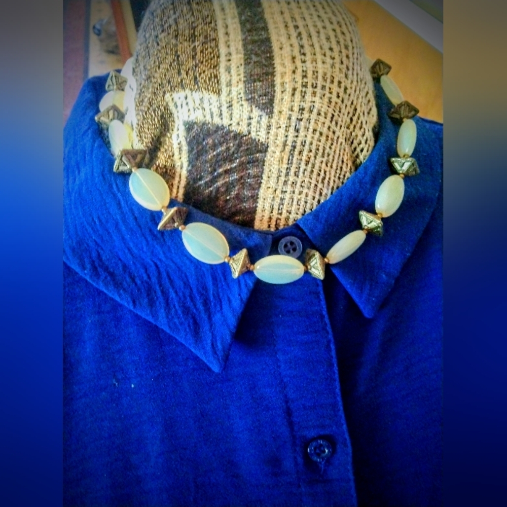 Light Blue Beaded Necklace.